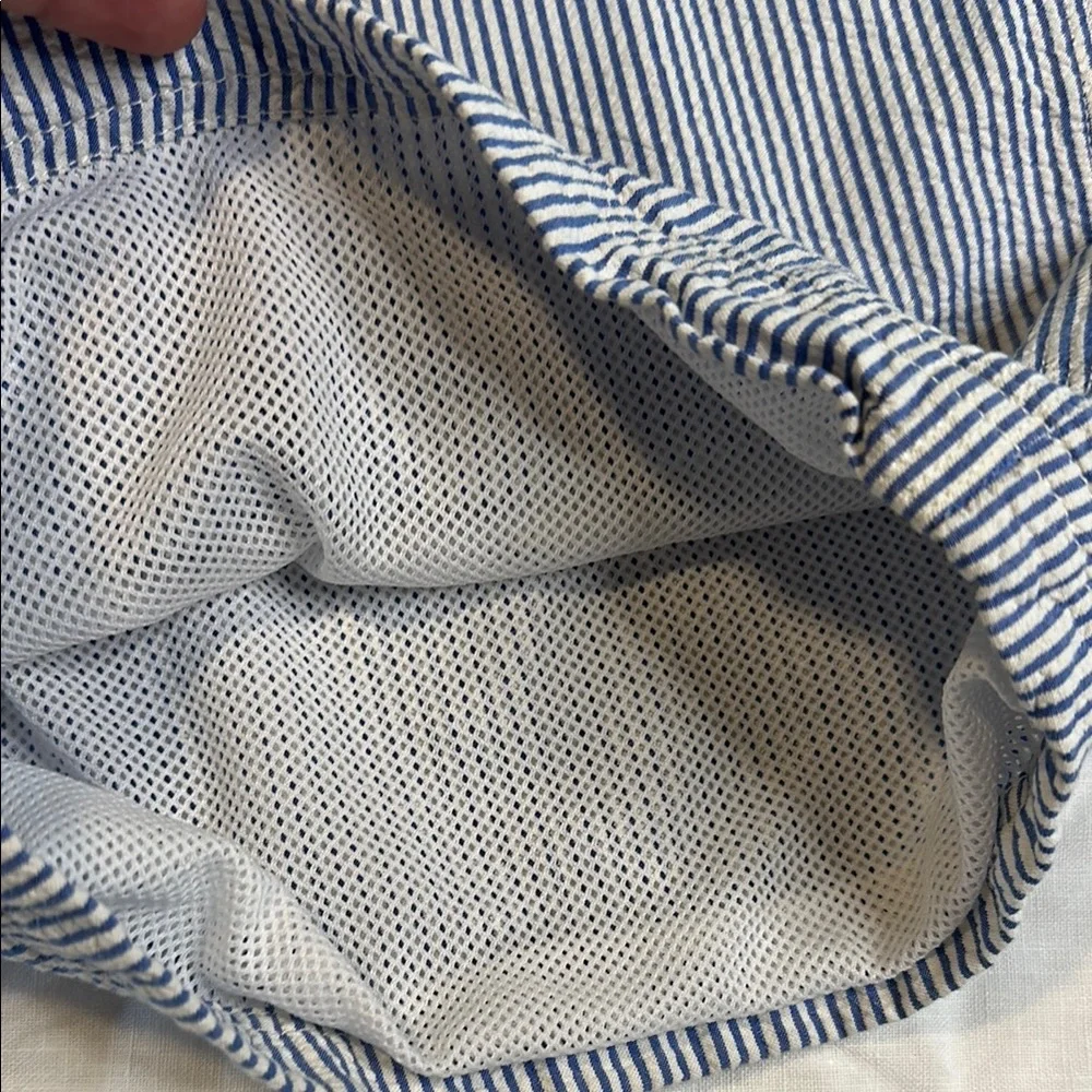 J. Crew Blue and White Board Shorts with Drawstring Waist